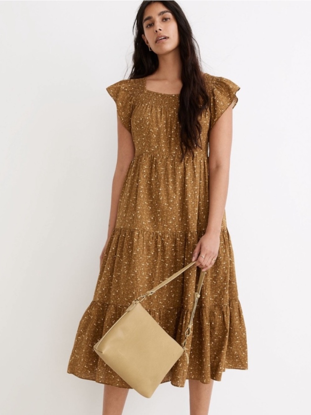 Madewell Flutter Sleeved Midi Dress - Picture 1 of 3